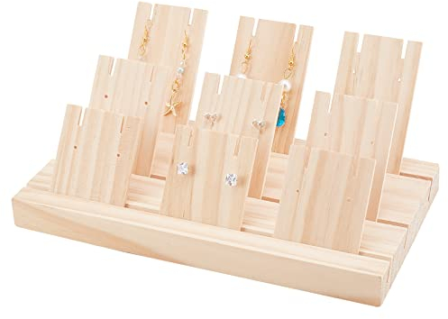 PH PandaHall Espositore per Gioielli, Supporto per Orecchini in Legno con Cartone da 9pz Porta Orecchini per la Vendita di Orecchini Gioielli Che Mostrano Biglietti da Visita