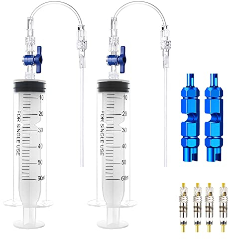 Chihutown 8Pcs Cycling Syringe Kit, Tubeless Tire Sealant Injector with Switch, Presta Valve Core and Removal Tool, No Tubes Tire Sealant Bicycle (white,blue)