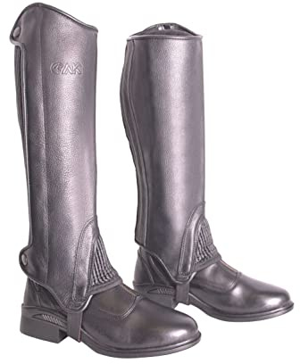 AK OSCAR Real Leather Horse Riding Half Chaps for Men & Women Side Zip Equestrian Half Chaps Durable Premium Leather AKRS-1650 (Black, M)