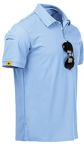 geeksport Polo Hombre Manga Corta Golf Camisa Transpirable Polo Deportivos para Hombre T-Shirt Verano Azul Celeste 3XL