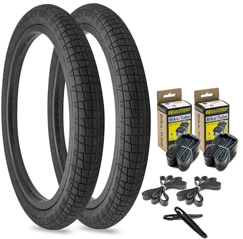 Eastern Bikes Throttle 20 inch BMX Tires Available with or Without Tubes, 2.2, 2.3 and 2.4 Inch Widths, no Logo, White or Yellow Logo. (2.2 no Logo, 2 Pack with Tubes)