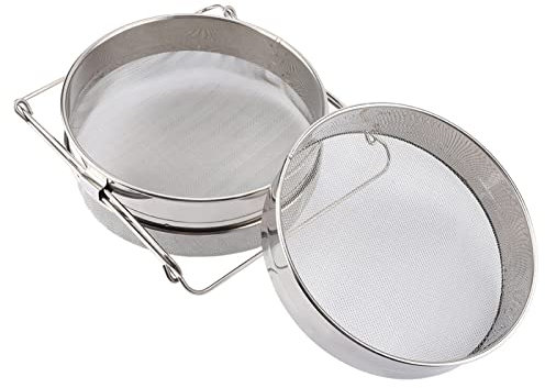 NDNCZDHC Setaccio Per Attrezzature Per Apicoltura in Acciaio Inossidabile Grande Setaccio Per Miele a Doppio Strato in Acciaio Inossidabile/setaccio/set di Filtri con Bracci Regolabili