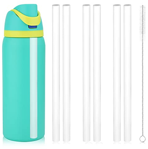 6PCS Replacement Straws for Owala Water Bottle 24 oz 32 oz, Reusable Plastic Straws with Cleaning Brush for Cup 24oz 32oz Travel Tumbler Accessories Parts for Sports Bottle(White)