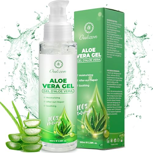 Aloe Vera Gel Puro 100%, Gel Naturale di Aloe Vera Per Viso Capelli e Corpo - Crema Idratante, Lenitiva e Idratante, Ripara Scottature e Cicatrici, per Acne e Scottature 100ML
