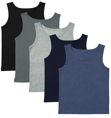 Boys TEW 5 Pack Vests - 8/9 YRS - Assorted