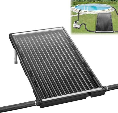 YARDIN Riscaldamento per piscina solare a energia solare, connettore per pannello solare, diametro 50 mm, per piscina calda, doccia da giardino, rettangolare, nero, 111 x 66 x 35 cm, set da 1