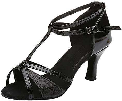 Sandaler damer – dansskor med klack silver standard latin balsal sandaletter rem blockklack pumps salsa tango dansskor mjuka höga klackar spännpumps sommar eleganta brudskor