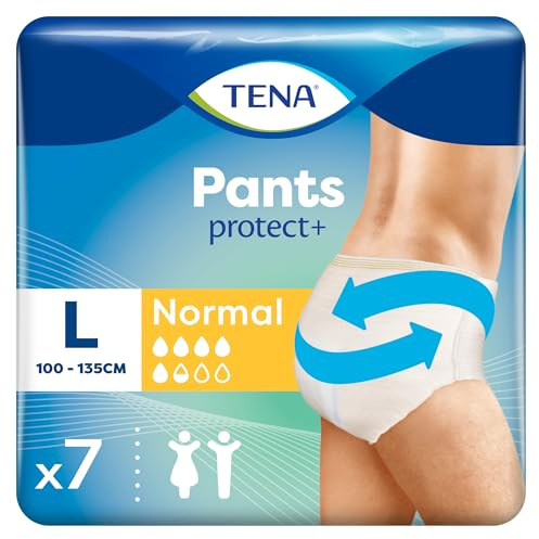 TENA Pants Normal Large (L) - Absorbent, Stretch and Disposable Briefs for Urinary Losses, Panties for Him and Her, Unisex, Discreet and Comfortable, 1 Pack of 7 Pieces