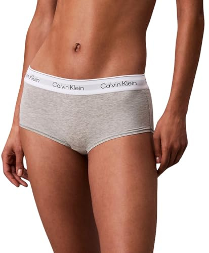 Calvin Klein Donna Pantaloncini Hipster con Fascia con Logo, Grigio (Grey Heather), L