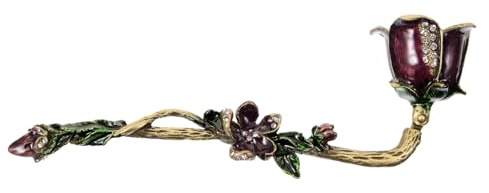 Ciieeo Apagavelas De Aleación De Zinc Mango Largo Extintor De Velas para Velas Aromáticas Té Herramienta Segura para Apagar La Llama Accesorio Decorativo Púrpura Diseño Floral