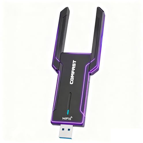 COMFAST Adattatore USB Wireless, WiFi 6 5400 Mbps Chiavetta WiFi Tri-Band con Dual Antenne ad Alto Guadagno, OFDMA/MU-MIMO, Sicurezza WPA3, Compatibile Windows 10/11, Installazione Senza Driver