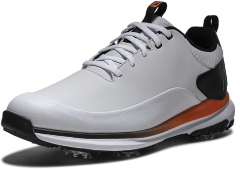 FootJoy Men's Tour Rival Golf Shoe, White/Black/Orange, 10 UK Medium