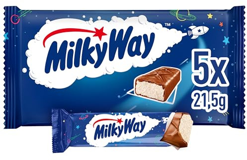 Milky Way Milk Chocolate Whipped Nougat Multipack Bars 5 x 21.5g | Light Milk Chocolate Sweets Treat with Whipped Nougat, Perfect for Lunchbox Chocolate, Party Bag Snacks & Pantry Fillers