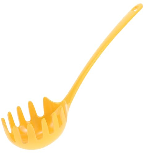 OUNONA Melamin Spaghettisked med Ergonomiskt Handtag Multifunktionell Köksslev och Silsked för Pasta och Nudelhantering för Matlagning och Servering Färg Gul med Guld Present till