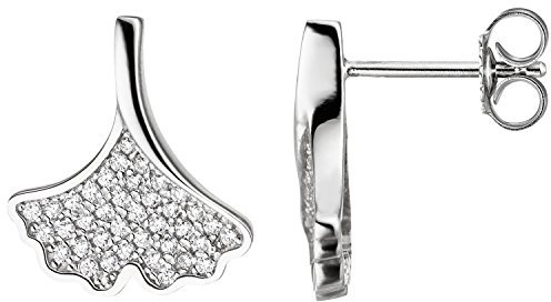 Jobo Damen-Ohrstecker Ginkgo aus 925 Sterling Silber mit 72 Zirkonia
