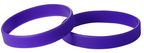 Komonee Plain Purple Coloured Silicone Sports Arm Exercise Wristband Bracelets Rubber Wrist Bands Party Accessories For Men Women Boys Girls (Pack of 2)