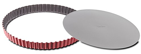 Tefal 1641514 Delibake Moule à Tarte 28 cm à Fond Amovible Acier Rouge Carbone
