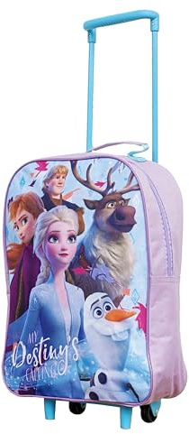 trolleys Frozen Kids Cabin Bag Suitcase - Lightweight with Wheels & Telescopic Handle - Ideal for Short Breaks, Holidays, Sleepovers, School Trips