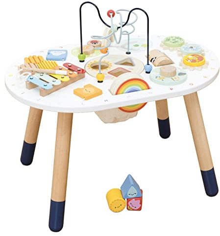 Le Toy Van - PL137 - Multiaktivitätstisch für Kinder, geeignet ab 18 Monaten, Montessori-Multispieltisch, ökologisches Spiel, Sinnesspiele, 12 Aktivitäten, aus FSC-zertifiziertem Holz, Petilou