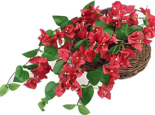 Gladiolus garden 10pcs Silk Bougainvillea Grabble Tree Branch Faux Climbing Design Bougainvillea Spectabilis Flower Stems for Wedding CenterPc Floral Decor (red)