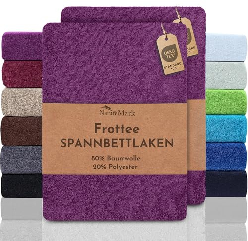 NatureMark FROTTEE - Lenzuolo con angoli elasticizzati, per notti morbide, disponibile in diverse misure e colori, 180 x 200 cm, 200 x 200 cm, colore: Viola