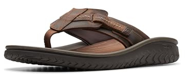 Clarks Collection Men's Wesley Sun Flip-Flop, Beeswax Leather, 11 Medium US