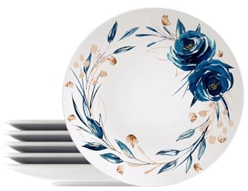 Tramontina - TRAMONTINA- Ensemble 6pcs Assiettes Plates Rondes Porcelaine blanche Ana flor 28cm - Élégance intemporelle, design classique floral. Parfaites pour toutes les occasions.