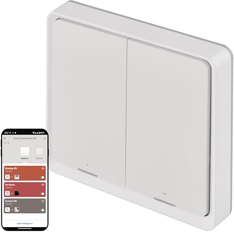 EMOS GoSmart - Smart Home Portabler Szenenschalter mit LED-Anzeige & App - ZigBee - batteriebetrieben - 2 Tasten, 6 Szenen - steuert unbegrenzt viele Smart Geräte oder Leuchten - weiß