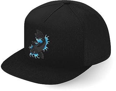 Lauthings Cappello tradizionale giapponese Koi Fish Fullcap Art Flat Bill Snapback Cap, Nero , Etichettalia unica