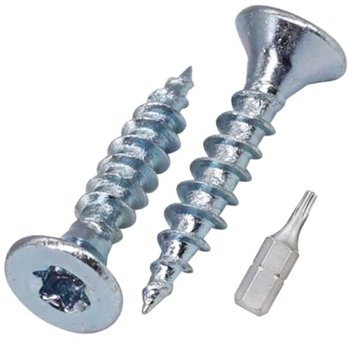 SKIR'CO (300 Stück) Holzschrauben aus verzinktem Stahl, 3,0 x 16 mm, Torx Kopf, Senkkopf, Spanplattenschrauben, Vollgewinde