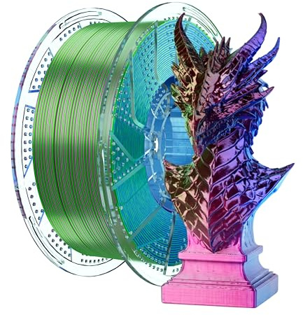 Chitu Systems Conjure Silk PLA Filamento per stampante 3D, filamento a tre colori da 1,75 mm, filamento di stampa 3D rosso blu e verde seta 1KG/2,2lb (C-Silk PLA-Red Blue Green-1kg)