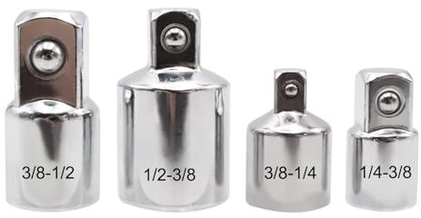 Stecknuss Adapter, 4 Stück Adapter Satz Stecknussadapter Set, SteckschlüSsel-Adapter für Knarren Nuss Steckschlüsseln, 1/4 auf 3/8, 3/8 auf 1/4, 3/8 auf 1/2, 1/2 auf 3/8