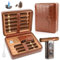 Kalolary Humidor per sigari con umidificatore, portasigari portatile con umidificatore, accendisigari e tagliasigari per 8 sigari, custodia da viaggio per sigari in pelle di cedro (Marrone scuro)