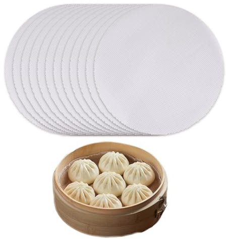 TENGEE 12 StüCk Dumpling Steamer,Bamboo Steamer Liner,DüNsteinsatz Matte,DäMpfer Matte,Blatt Antihaft Dampfgarer,Dampf Matte Silikon,Bamboo Steamer Matte, FüR BröTchen, KnöDeln, GebäCk, Obsttrocknung