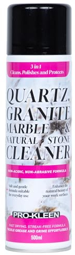 Pro-Kleen Quartz, Granite, Marble and Natural Stone Cleaner 500ml - Non-Abrasive & Streak Free - Cleans, Polishes & Protects for Kitchens, Bathrooms & More - Provides Long-Lasting Protection