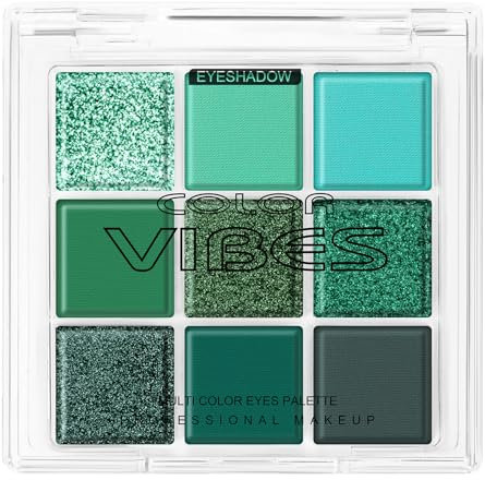 BUTBU Ombretti, Professional Makeup Palette Ombretti Ad Alta Pigmentazione, 9 Colori Neutri Sfumabili, con Finish Matte, Shimmer e Glitterati per Look Soft Glam Trucco- Avocado verde