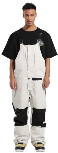 GSOU SNOW Uomo Salopette da Sci Bavaglino da Snowboard Pantaloni da Neve - Multi Tasche Leggeri Impermeabili Antivento Traspiranti Caldi
