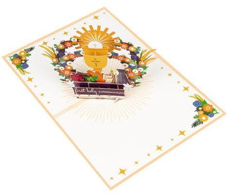 KAHDGSS Tarjeta De Escultura Emergente Tarjeta Comunión Postal Hecha A Mano Con Sobre Regalo Para Creyentes Tarjetas Celebración Religiosa