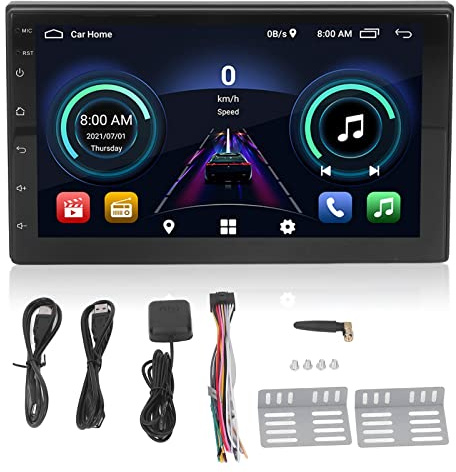 XTevu Reproductor de navegación GPS, Unidad Multimedia para automóvil, estéreo DVD CD, Compatible con Android 10.1, Llamada de Voz BT5.0, Entrada de Imagen inversa, módulo de