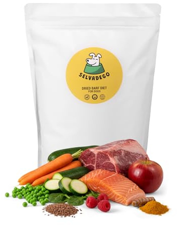 SELVADEGO | Comida natural para perros - Caza y salmón - Alimento completo inspirado en la dieta BARF - 100% natural, digerible y fácil de preparar - 2 kg (2 kg, caza y salmón)
