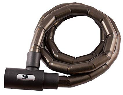 IFAM Lucchetto Antifurto Moto Modello Slide, Cavo in Acciaio Rinforzato con Corazzatura Snodata, 1.50 MT Lunghezza, Catena Snodata Alta Flessibilità, Colore Grigio, Sicurezza e Protezione