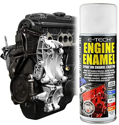 E-TECH - Heat Resistant Engine Enamel Paint 400ml - Spray On High Temp Paint (Black)