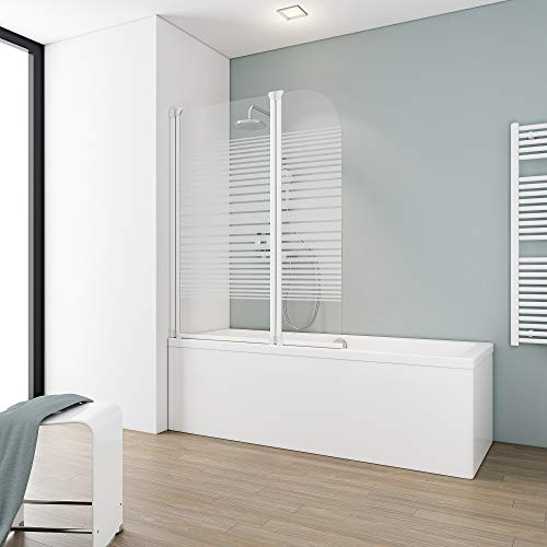 Schulte pare baignoire 115 x 140 cm, profilé blanc, 2 volets pivotants (75+40), paroi de baignoire rabattable réversible, 180° contre le mur, verre de sécurité 3 mm sérigraphié, joint d'étanchéité