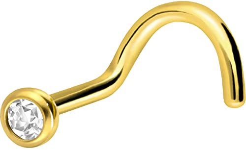 PIERCINGLINE Kirurgiskt stål näsplugg spiral | kristall | näspiercing nostril piercing | färgval, Rostfritt stål,