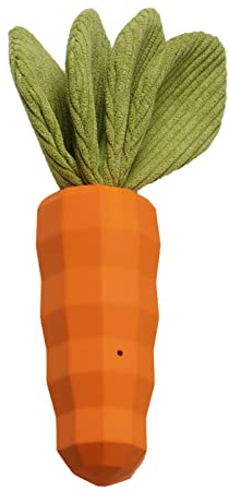 INIFLM Quietschendes Karotten-Kauspielzeug, unzerstörbares Gummi-Hundespielzeug für aggressive Kauer, interaktives Leckerli-Spielzeug für Welpen, mittelgroße Hunde (Orange)