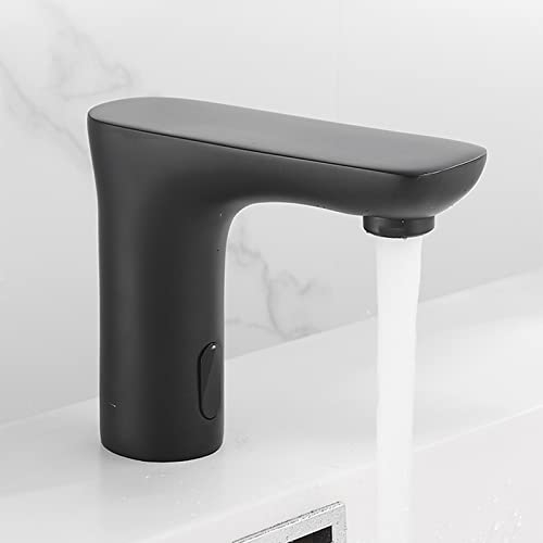 Waschtischarmatur Sensor Infrarot Wasserhahn Bad Schwarz Infrarot Sensor Armatur Wasserhahn für Waschbecken Bad Waschbeckenarmatur für Badezimmer,Kaltwasserhahn