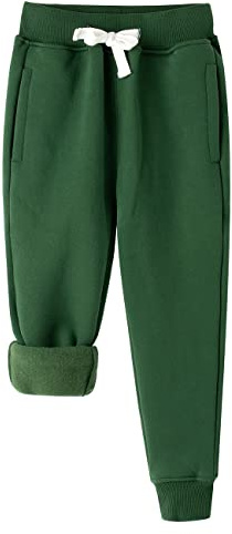 Spring&Gege Pantalon de jogging en polaire uni pour garçons, pantalons d'entraînement épais avec poches pour enfants, vert, 7-8 ans