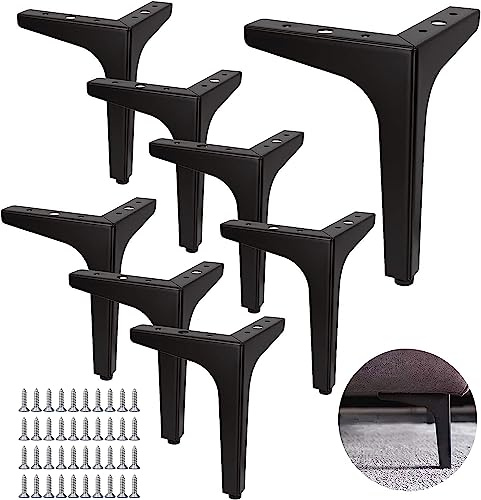 SENENQU 8 Pezzi Piedini per Mobili Nero 17 cm, Gambe per Tavolo in Metallo con Viti Incluse, Piedi per Tavolo, Divano, Letto, Armadietto e Mobile TV, Design Moderno