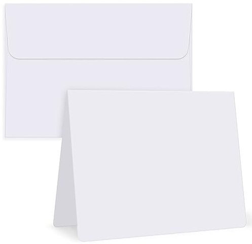 Eupako 50 Pack White-Blank-Cards-and-Envelopes-4.125x5.5-Heavyweight-Folded-Cardstock-and-A2-Envelopes-Self-Seal for DIY Greeting Cards, Invitations, Wedding, Baby Shower, Birthday