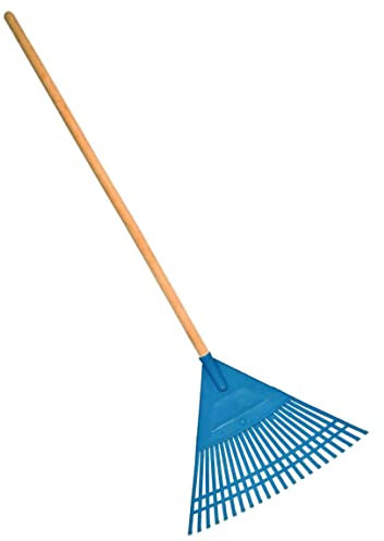 Garden Rake, 20-Tin Durable Plastic Rake for Gardening, 45 cm / 17.71 Wide, Lightweight with a Long Handle, Ideal Lawn Rake for Gardeners to Clean Up Loose Debris, Dead Leaves, Grass Cuttings, Moss